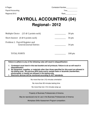 Payroll Accounting Contestant Test