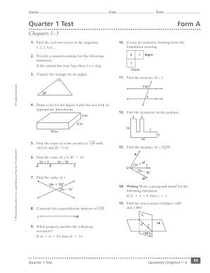 Quarter 1 Test Form A