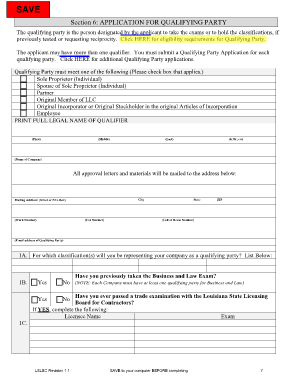 Louisiana Qualifying Party Application
