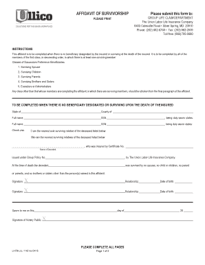 Affidavit of Survivorship