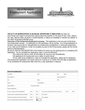 City of Morristown Employment Application