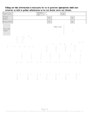 Child Care Resource and Referral Request Form