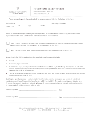 Food Stamp Benefit Form