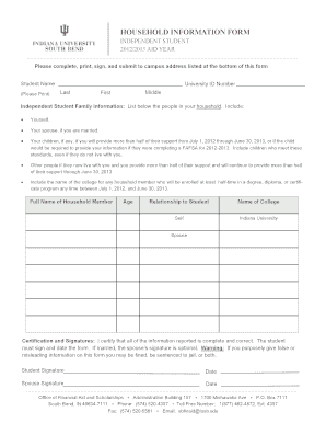 Household Information Form for Independent Student