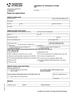Application for Verification of Origin