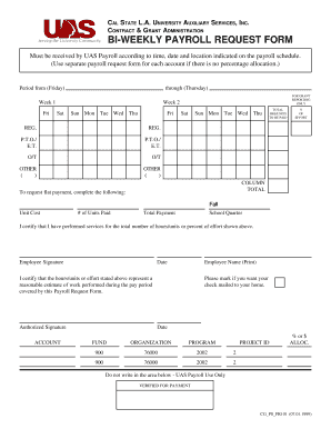Bi-Weekly Payroll Request Form