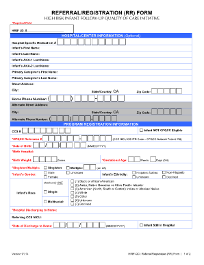 High Risk Infant Follow-Up Referral/Registration Form