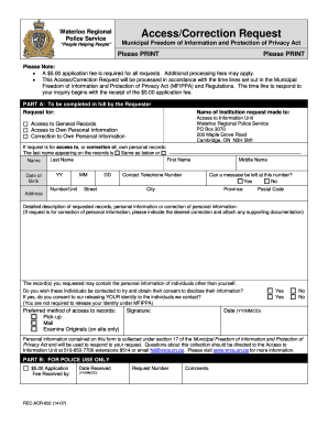 Waterloo Regional Police Service Access/Correction Request