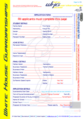 Student Application Form for UK Study
