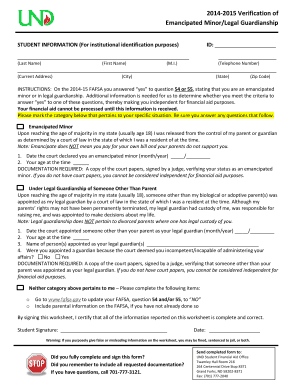 Emancipated Minor/Legal Guardianship Verification Form