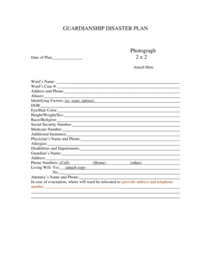 Guardianship Disaster Plan