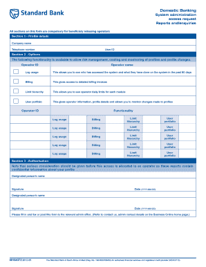 Banking System Access Request Form