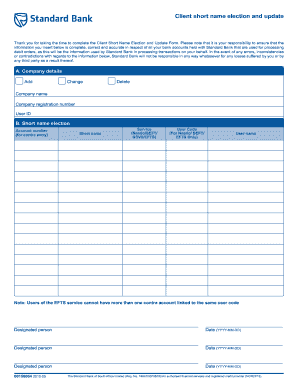 Client Short Name Election and Update Form