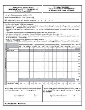 Weekly time sheets pdf - payroll form for teachers