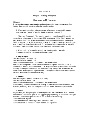 Weight Training Principles Quiz