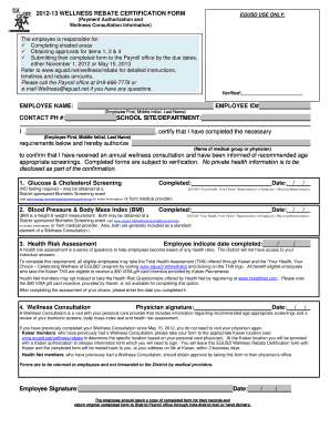 Wellness Rebate Certification Form