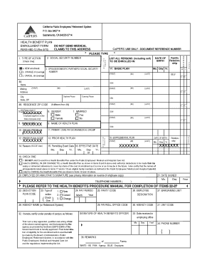 California Public Employees' Retirement System Health Benefit Plan Enrollment Form