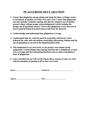 Plagiarism Declaration Form