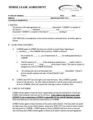 Horse Lease Agreement