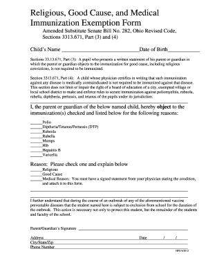 Ohio Immunization Exemption Form