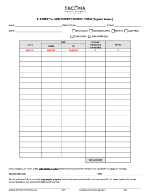 Classified or Non District Payroll Form