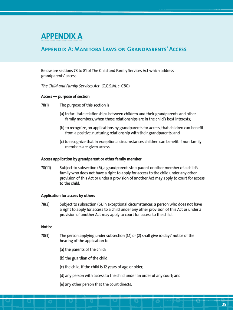 Fillable Online Appendix A Manitoba Laws on Grandparents Access Fax Email Print pdfFiller