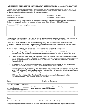 Voluntary Reduced Workweek Request Form