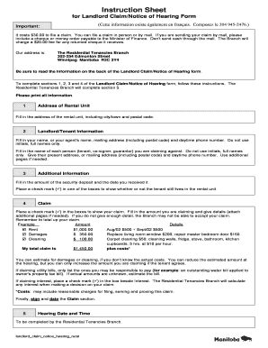 Landlord Claim Notice of Hearing Form