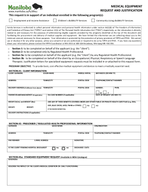 medical equipment request and justification form bc