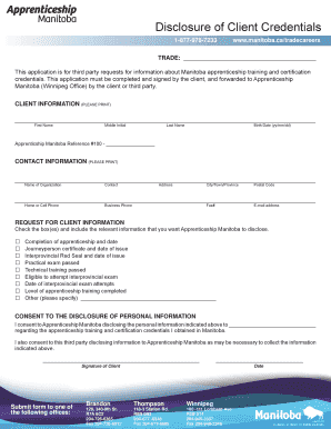 Manitoba Apprenticeship Credential Disclosure Form