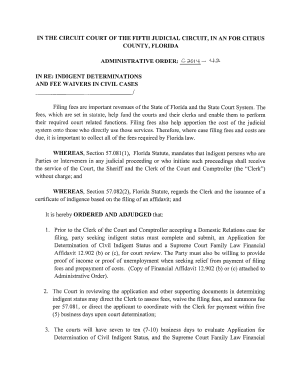 Florida Family Law Financial Affidavit