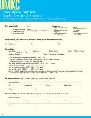 UMKC International Student Application for Admission