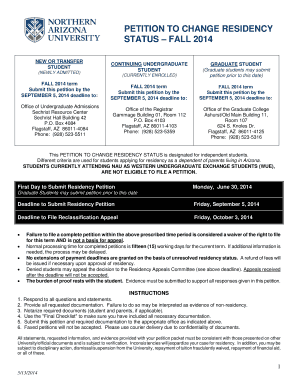 Petition to Change Residency Status