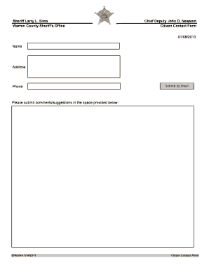 Warren County Citizen Contact Form