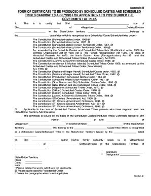 Government of India Scheduled Caste Certificate