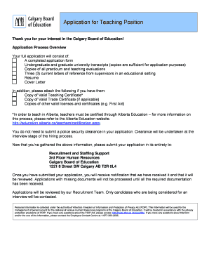 Application for Teaching Position