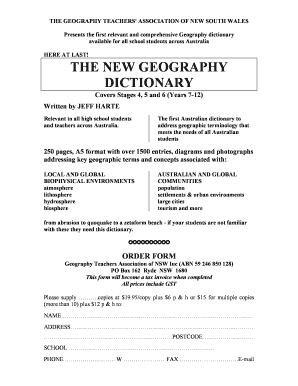 Geography Dictionary Order Form