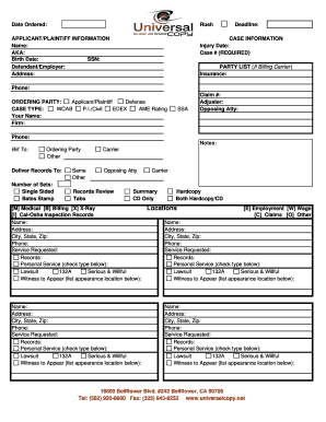 California Workers' Compensation Medical Records Request Form