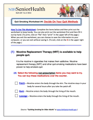 Quit Smoking Worksheet