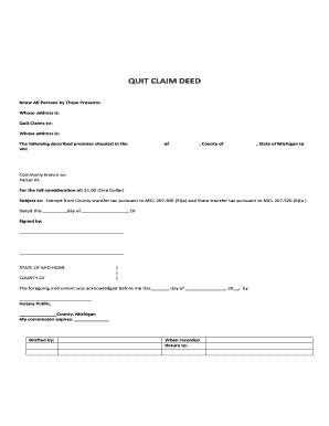 Michigan Quit Claim Deed