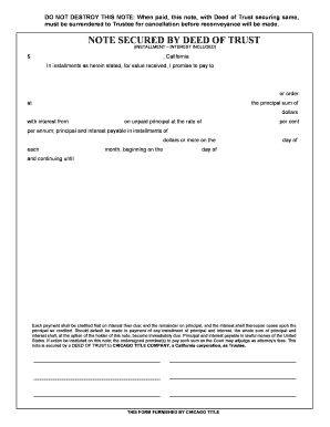Promissory Note Secured by Deed of Trust