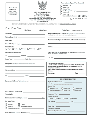 Thailand Visa Application Form