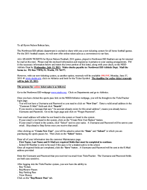 Byron Nelson Bobcat Football Season Ticket Renewal Form