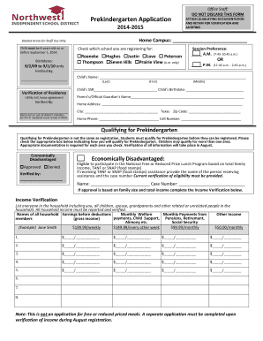 Prekindergarten Application Form