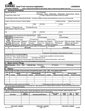 Louisiana Truck Insurance Application