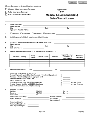 Western World Insurance Company Application