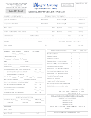 Mississippi Manufactured Home Insurance Application