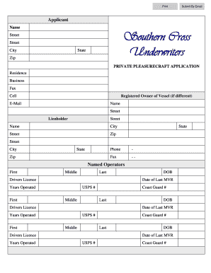 Private Pleasurecraft Insurance Application