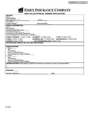 High Value Physical Damage Application