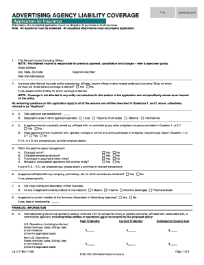 Advertising Agency Liability Coverage Application